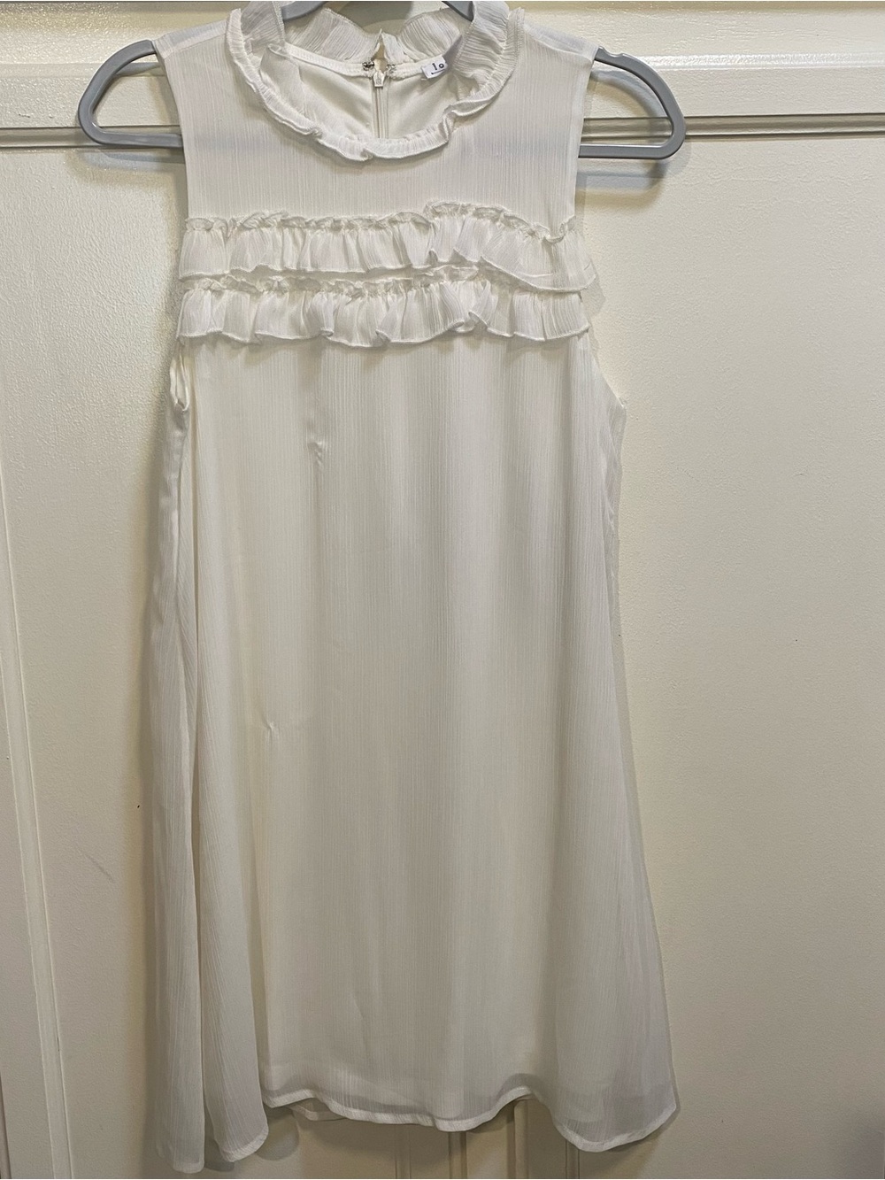Love Riche Cream Ruffled High-Neck Sleeveless Dress